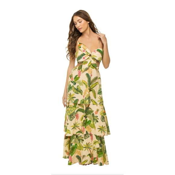 Farm Rio Sand Fruit Maxi Dress - Size L - Picture 2 of 7